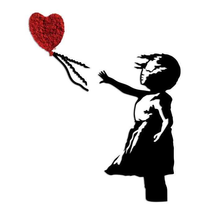 Wallity Banksy - 13-1 Escultura de pared metálica roja y negra